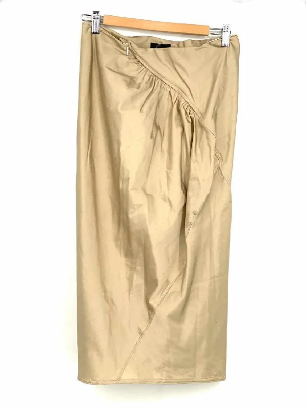 Donna Karan Women's Gold pencil Silk Blend Metallic Size 8 Skirt leather skirt refined