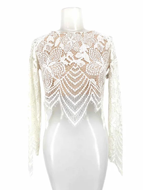 For Love & Lemons Women's white/nude pencil Lace Size S Skirt Set lace skirt intricate