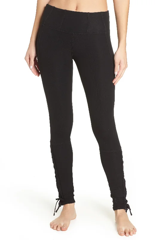 Free People Movement Pixi Lace Up Leggings Elegant Satin Finish Leggings