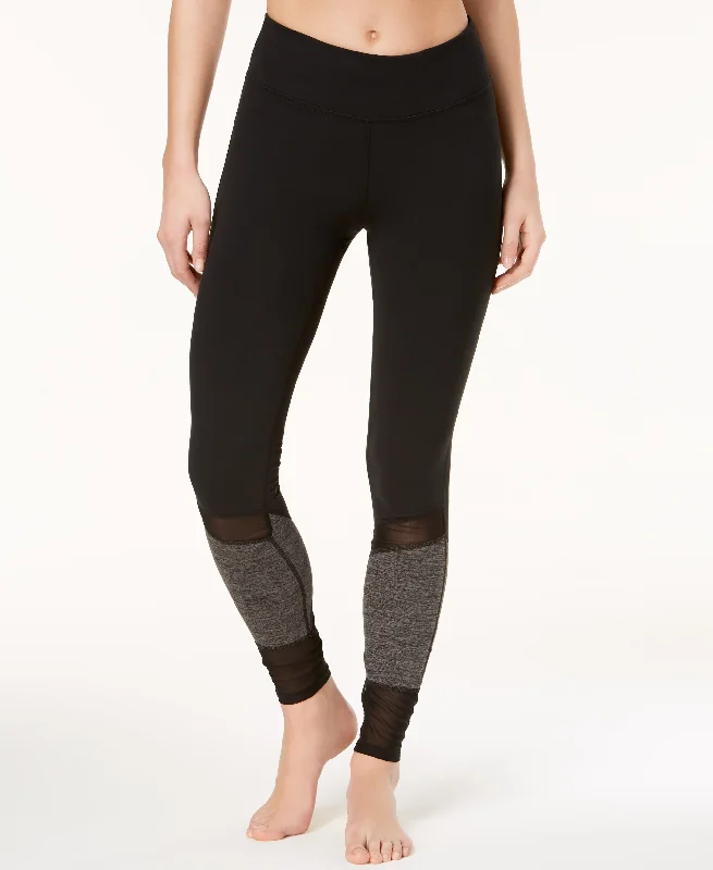 Gaiam Heather Mix Mesh Inset Leggings Fashionable Printed Legging Pants