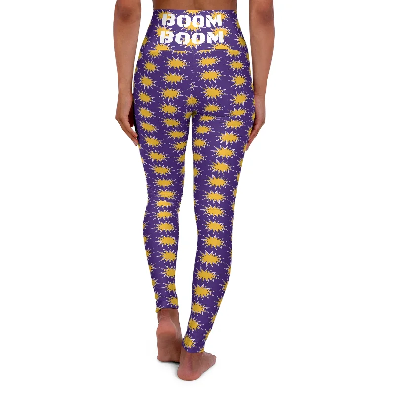 High Waisted Yoga Leggings - BOOM BOOM Trendy High-Compression Leggings