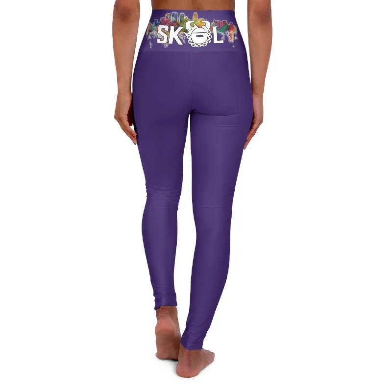 High Waisted Yoga Leggings - Purple - Skyline Stylish Compression Fit Leggings