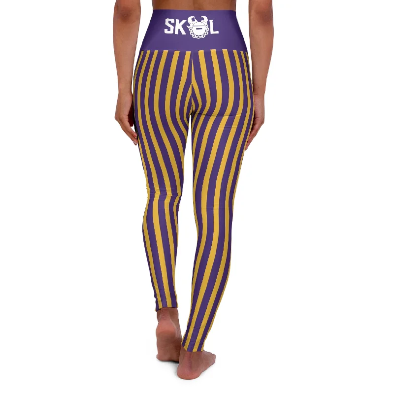 High Waisted Yoga Leggings - Stripes Cozy Yoga Compression Leggings