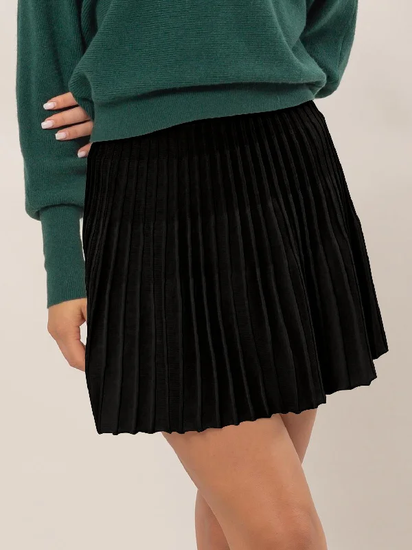 HYFVE High Waist Knit Pleated Flare Mini Skirt silk skirt luxurious