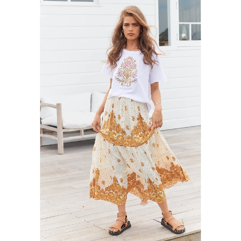 JAASE Sundown Print Riya Maxi Skirt linen skirt natural