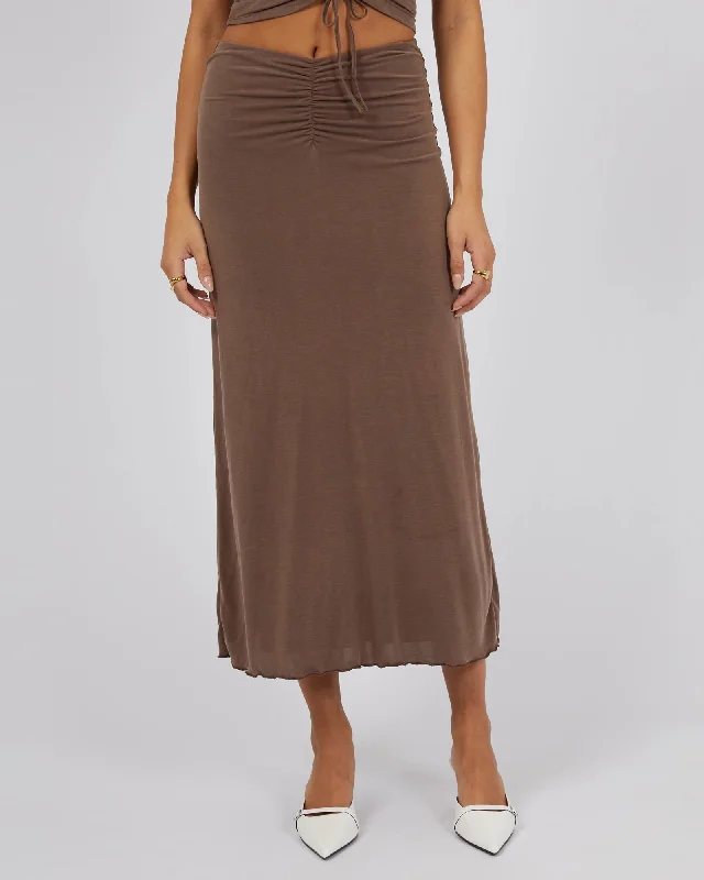 JORGE Luxe Womens Maxi Skirt - Brown vintage skirt charm