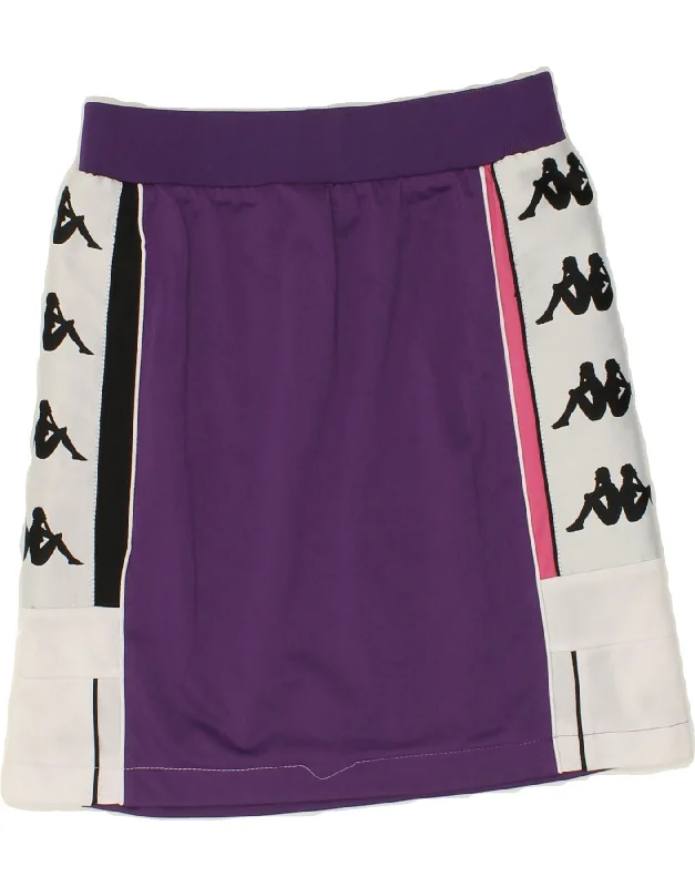 KAPPA Womens Graphic Skirt UK 12 Medium Purple Colourblock Sports linen skirt airy