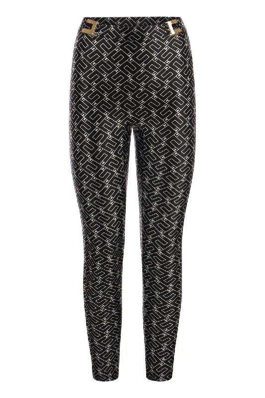 Logo print lycra leggings Elegant Textured Leggings