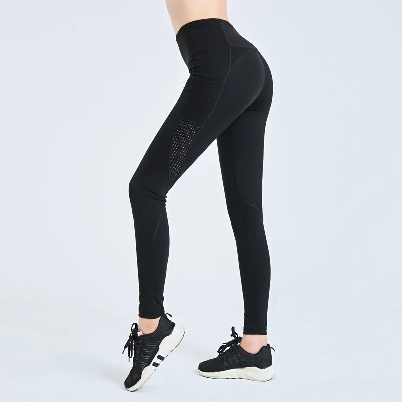 Mesh Patchwork Fitness Hip-Lifting Leggings Fashionable Plus-Size Activewear