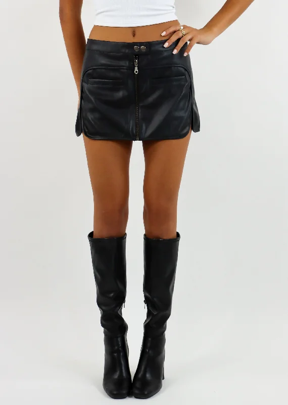 Maybe Later Mini Moto Skirt ★ Black corduroy skirt durable