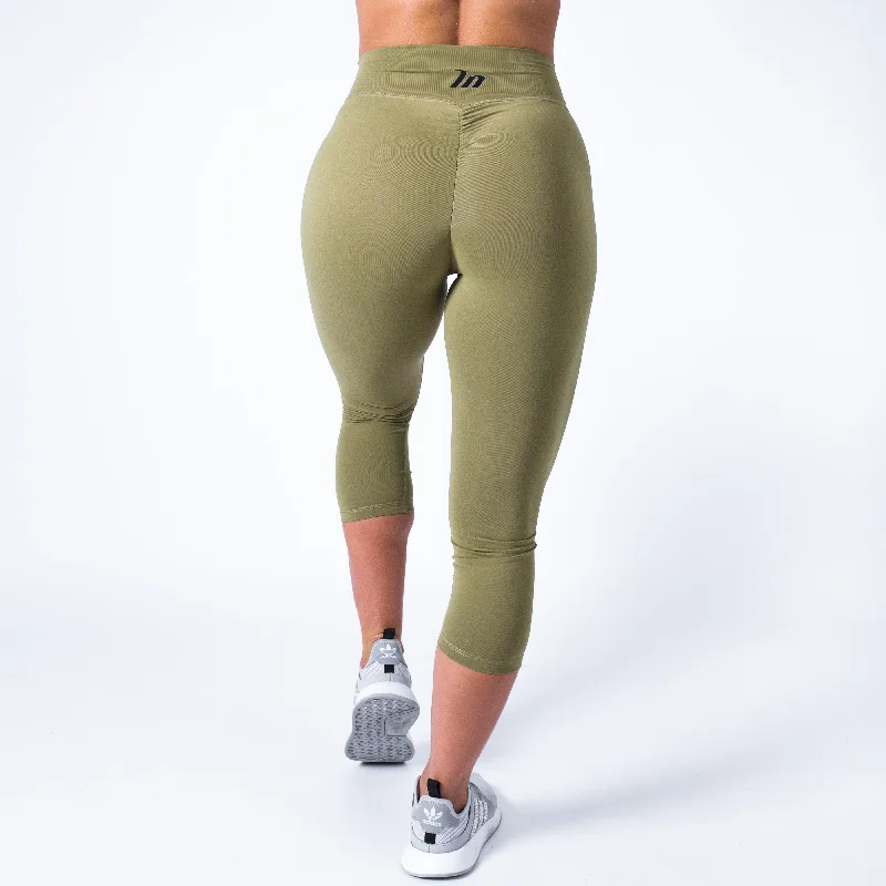 Muscle Nation | 7/8 High Waist Scrunch Leggings – Khaki (ONLY SIZE L LEFT) Fashionable Stretchy Fit Leggings