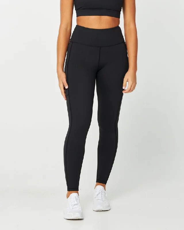 Muscle Republic | Elevate Full Length Leggings - Black Fashionable Ribbed Knit Leggings