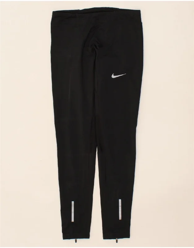 NIKE Womens Dri Fit Leggings UK 12 Medium Black Polyester Cozy Cotton Leggings