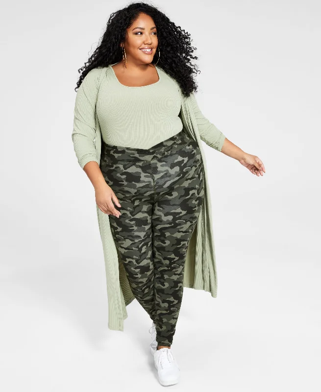 Nina Parker Plus Size Camo Print Leggings Stylish Ultra Stretch Leggings