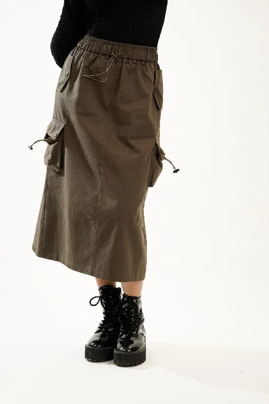 Pewter Green Streetstyle Cargo Skirt wool skirt warm