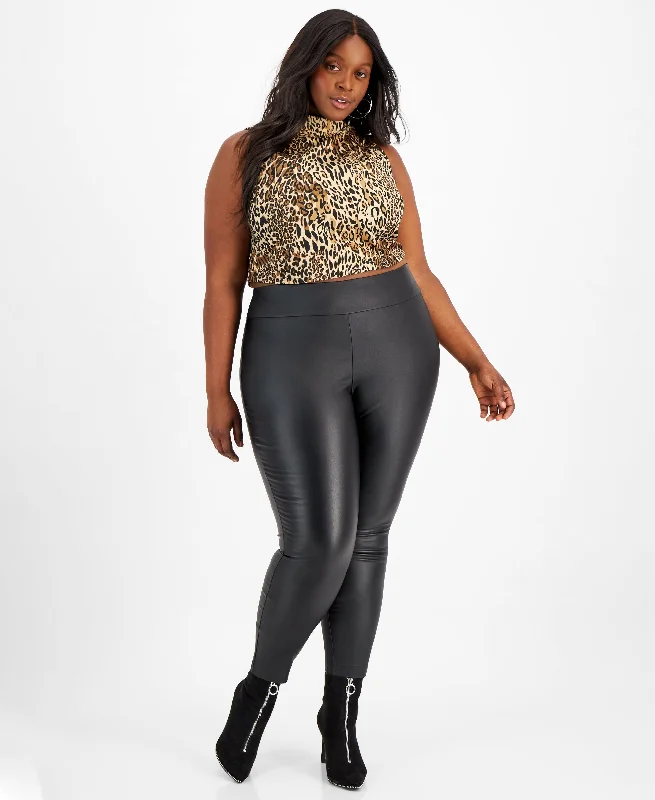 Plus Size Coated Leggings Fashionable Printed Leggings