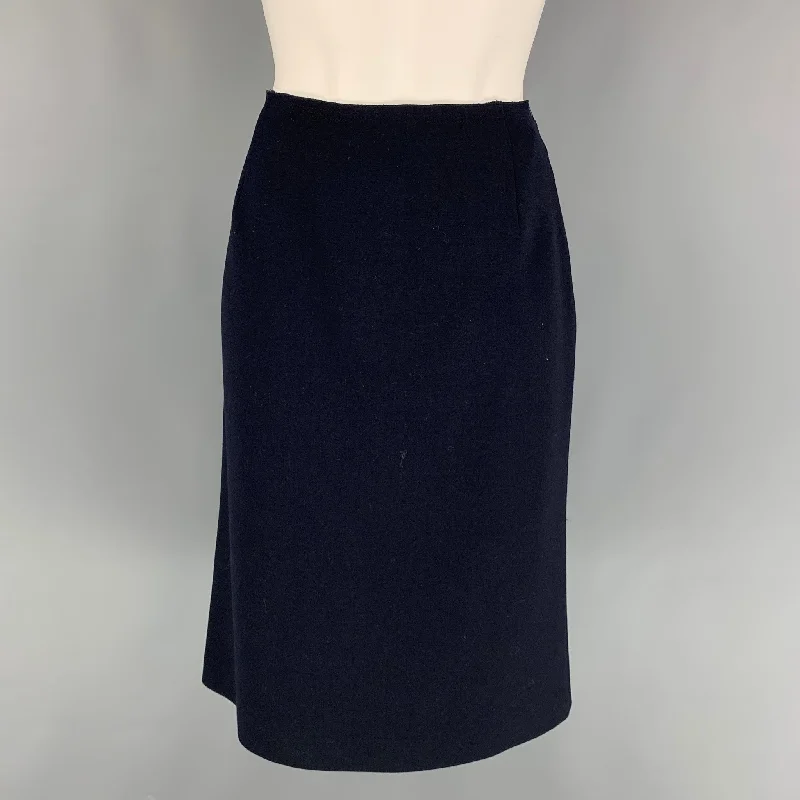 PRADA Size 8 Navy Wool Blend Pencil Skirt denim skirt durable