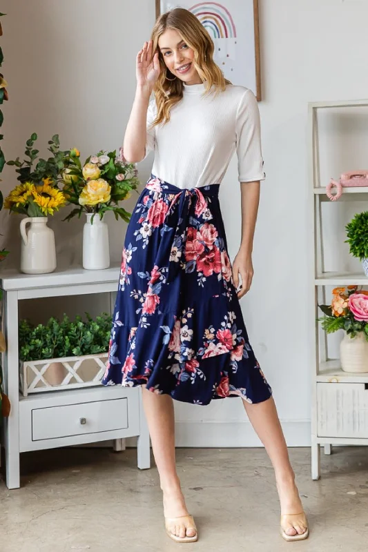 Reborn J Floral Wrap Ruffled Skirt velvet skirt glossy