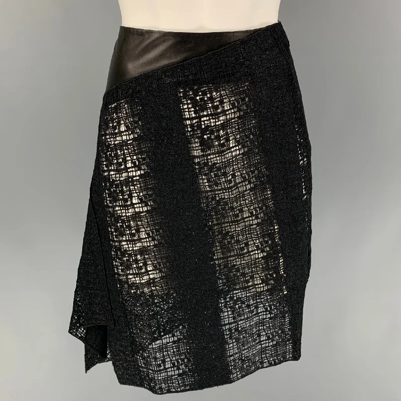 REED KRAKOFF Size S Black Mixed Fabrics See Through Asymmetrical Skirt linen skirt natural