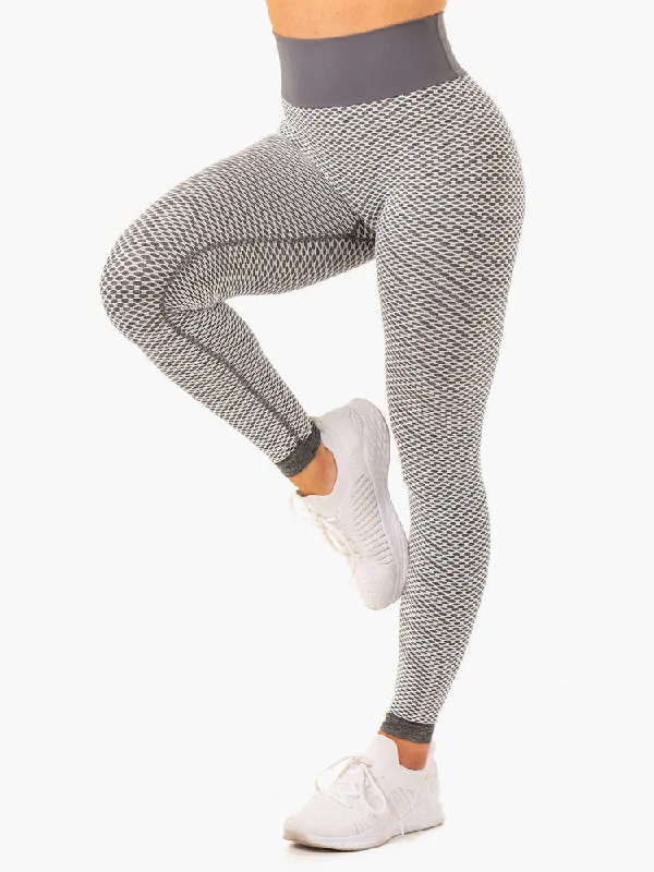 Ryderwear | Honeycomb Scrunch Seamless Leggings - Grey Marl Fashionable Plus-Size Activewear