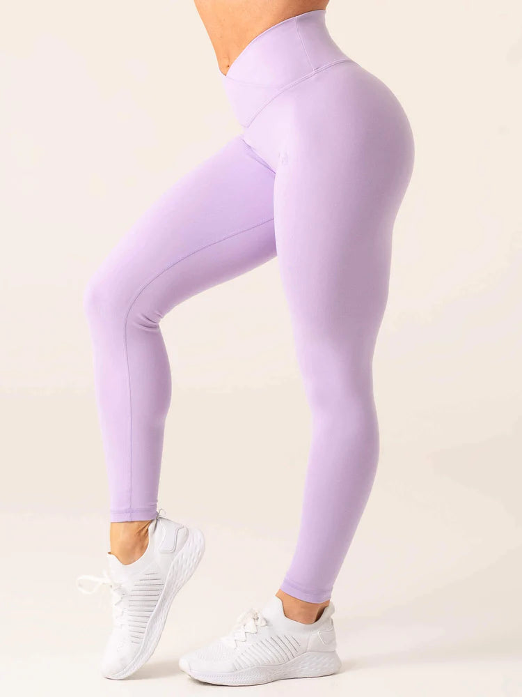 Ryderwear | Momentum Cross Over Scrunch Leggings - Lavender Comfortable Power Mesh Leggings