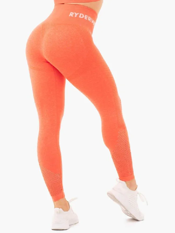 Ryderwear | Seamless Staples Leggings - Orange Marl Stylish Stretch Print Leggings