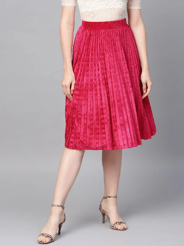 Pink Velvet Pleated Skirt seamless skirt comfort