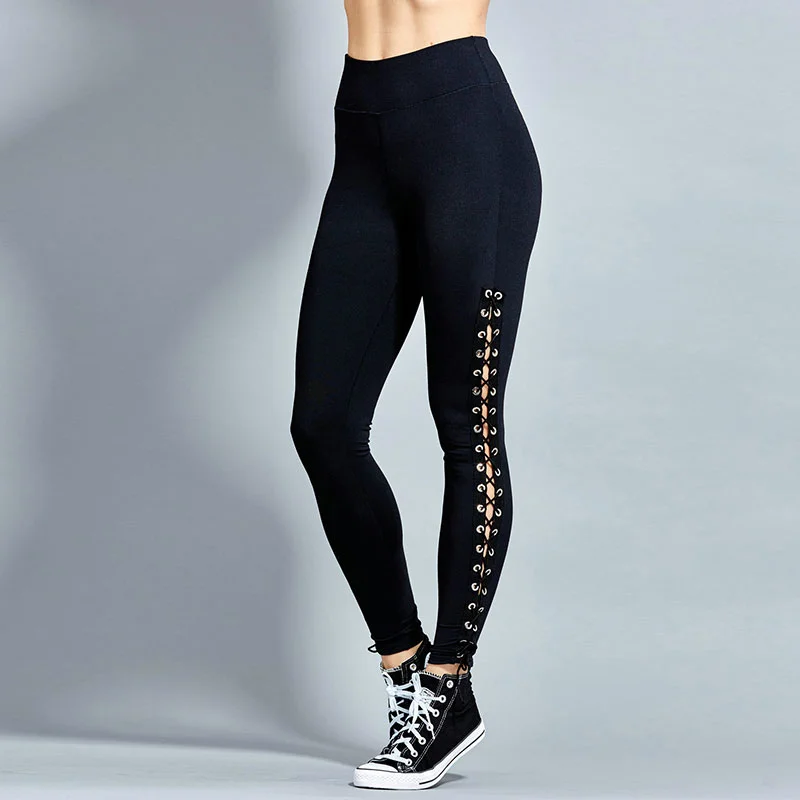 Side Bandage Design Sports Leggings Cozy Sweat-Wicking Leggings