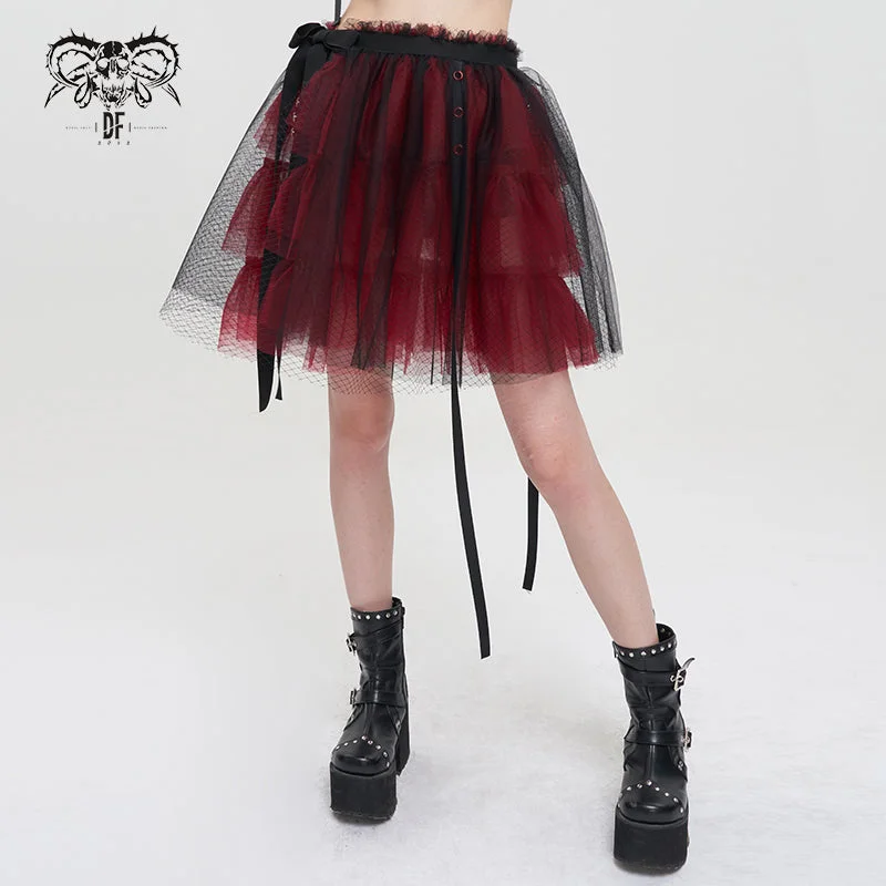 SKT147 Punk Rock Black and Red One Piece Women's Skirt a-line skirt cut