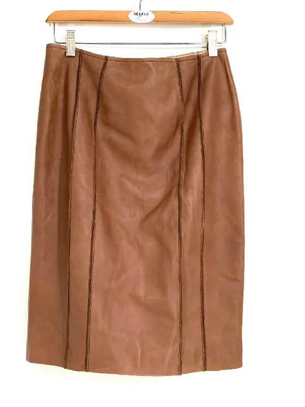 ST. JOHN Women's Caramel pencil Leather Size 4 Skirt chiffon skirt flowing