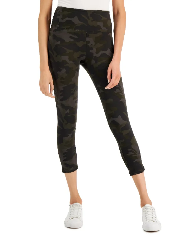 Style & Co Camo High Rise Capri Leggings Comfortable Wide-Band Leggings