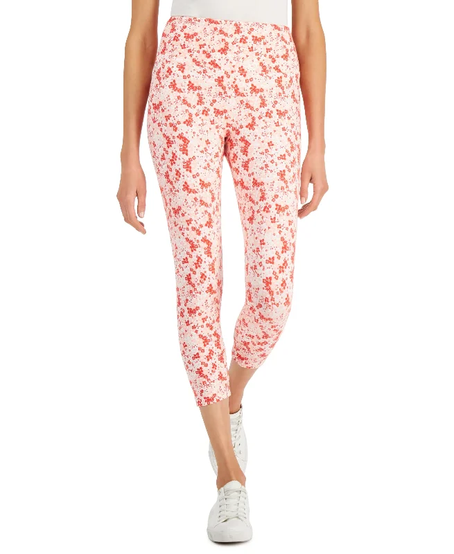 Style & Co Floral Print High Rise Capri Leggings Trendy Adjustable Waist Leggings