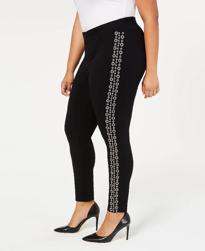 Style & Co Plus Size Side Embroidered Leggings Trendy Cut-Out Activewear Leggings