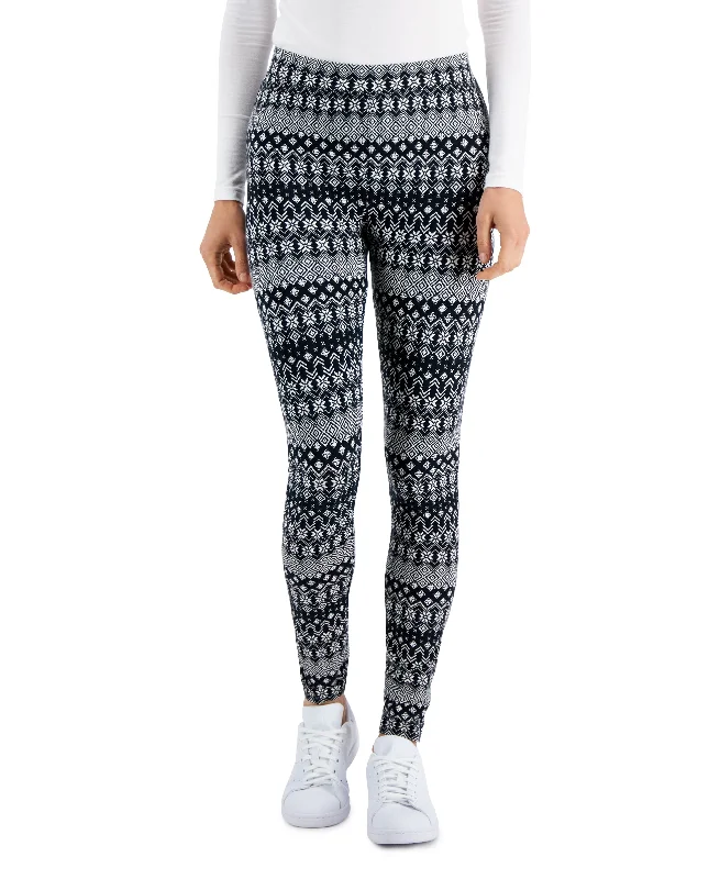 Style & Co Womens Fair Isle Mid Rise Leggings Trendy High-Compression Leggings