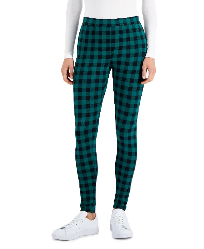 Style & Co Womens Plaid Mid Rise Leggings Stylish Sporty Performance Leggings