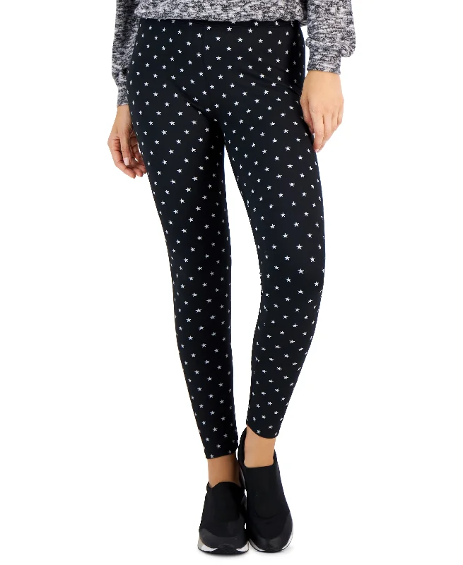 Style & Co Womens Star Fleece Mid Rise Leggings Comfortable Plus Size Leggings