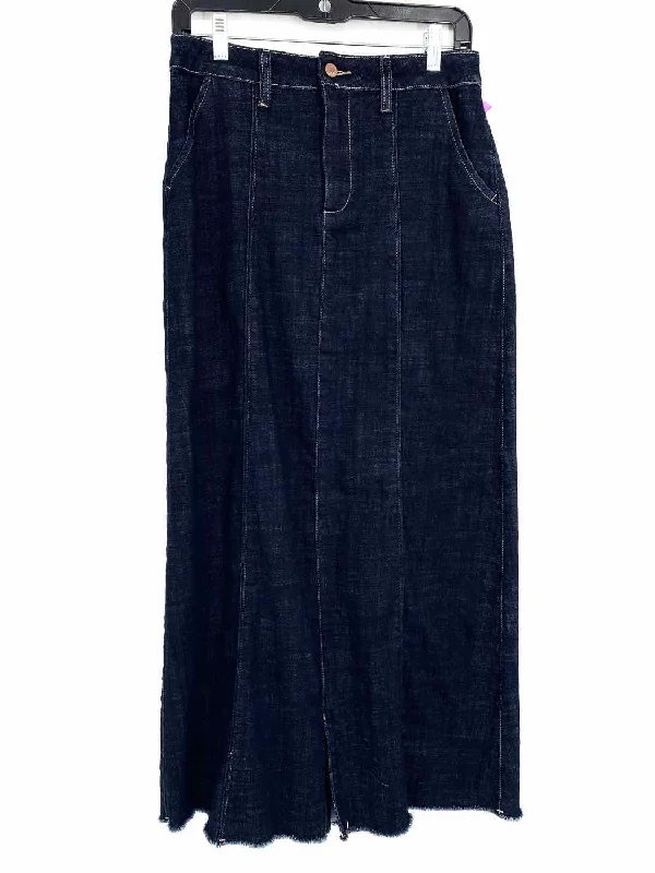 Wash Lab Willa Women's Dark Blue Maxi Denim Raw Hem Size 27 Skirt velvet skirt rich