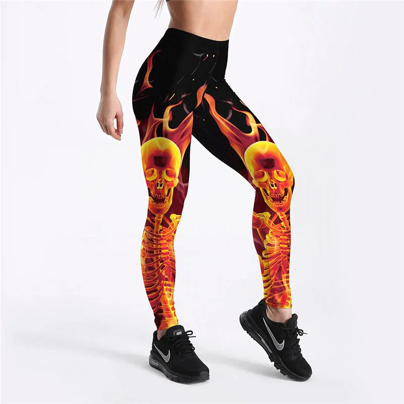 Women Halloween Fashion Cartoon Print Breathable Leggings Trendy Seamless Fit Leggings