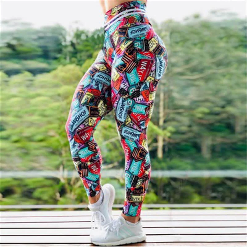 Women Unique Graphic Printed High-Waisted Yoga Leggings Stylish Athletic Wear Leggings