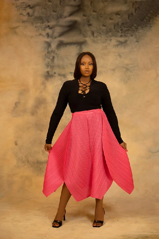 ZINNY ZUKI SKIRT - PINK elastic waist skirt