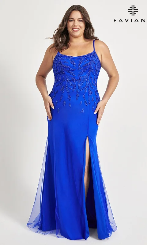 Faviana Plus-Size Beaded Long Formal Dress 9559