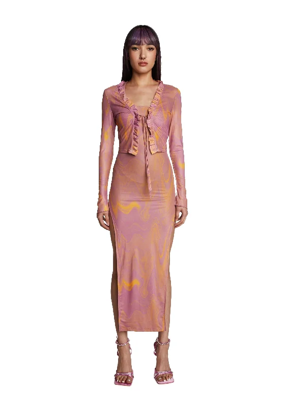 Present Paradise Dress Set - Mauve/Brown