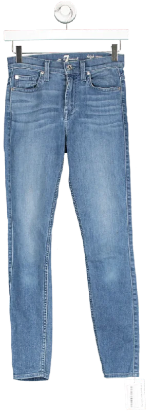 7 For All Mankind Blue High Waisted Skinny Jeans W23 Classic Black Denim Jeans