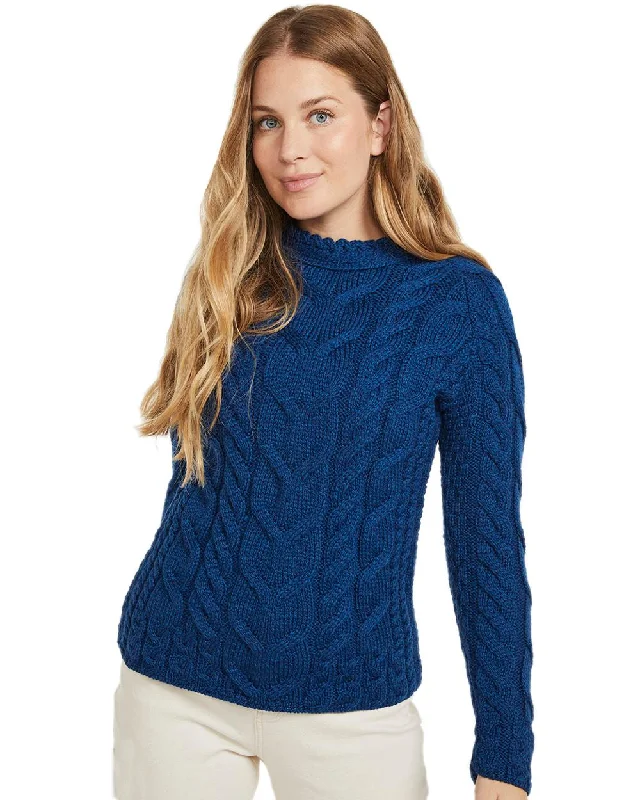 Aran Womens Listowel Cabled Sweater Zippered Buttoned Snapped