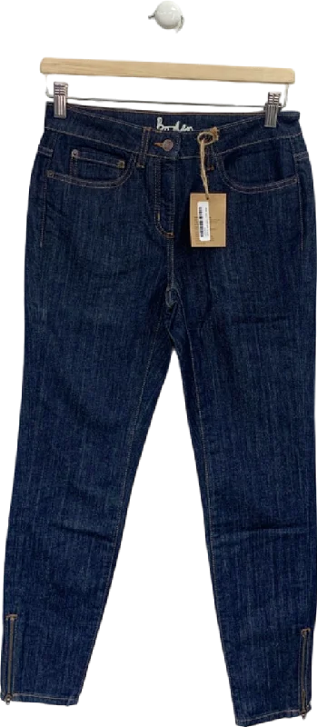 Boden Dark Blue Skinny Jeans UK 8R Trendy Pleated Waist Jeans