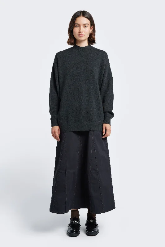 Buro Knit Sweater Charcoal Toggled Drawstring Belted