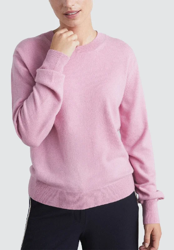 Cashmere Crew Neck Sweater | Cameo Pink Toggled Drawstring Belted