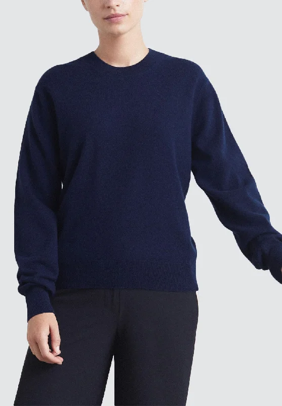 Cashmere Crew Neck Sweater | Midnight Thin Thick Dense