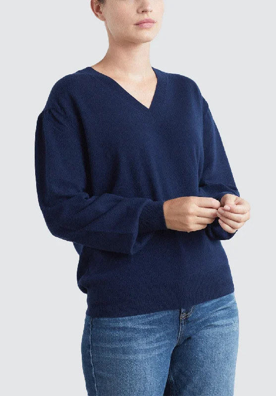 Cashmere V Neck Sweater | Midnight Sweater Knitwear Pullover