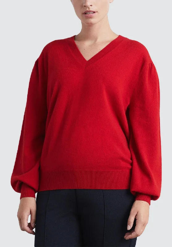 Cashmere V Neck Sweater | Postbox Transparent Opaque Sheer